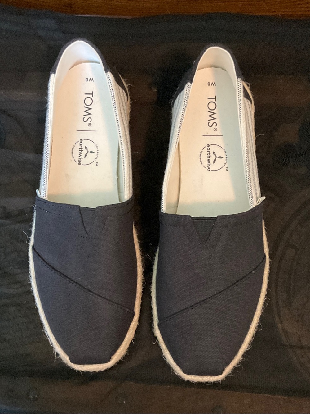 Toms Women's Espadrille Slip-On Shoes in Navy and Cream